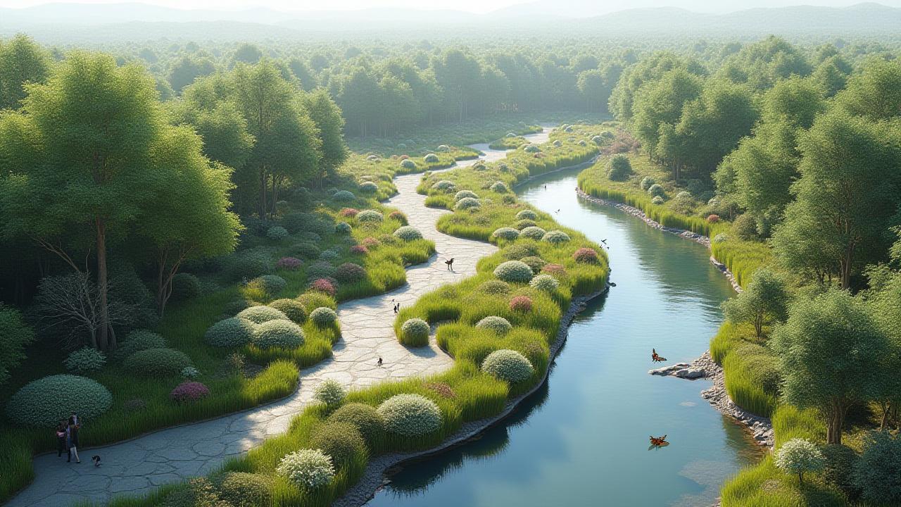 緑風公園ビオトープの完成予想図と設計図