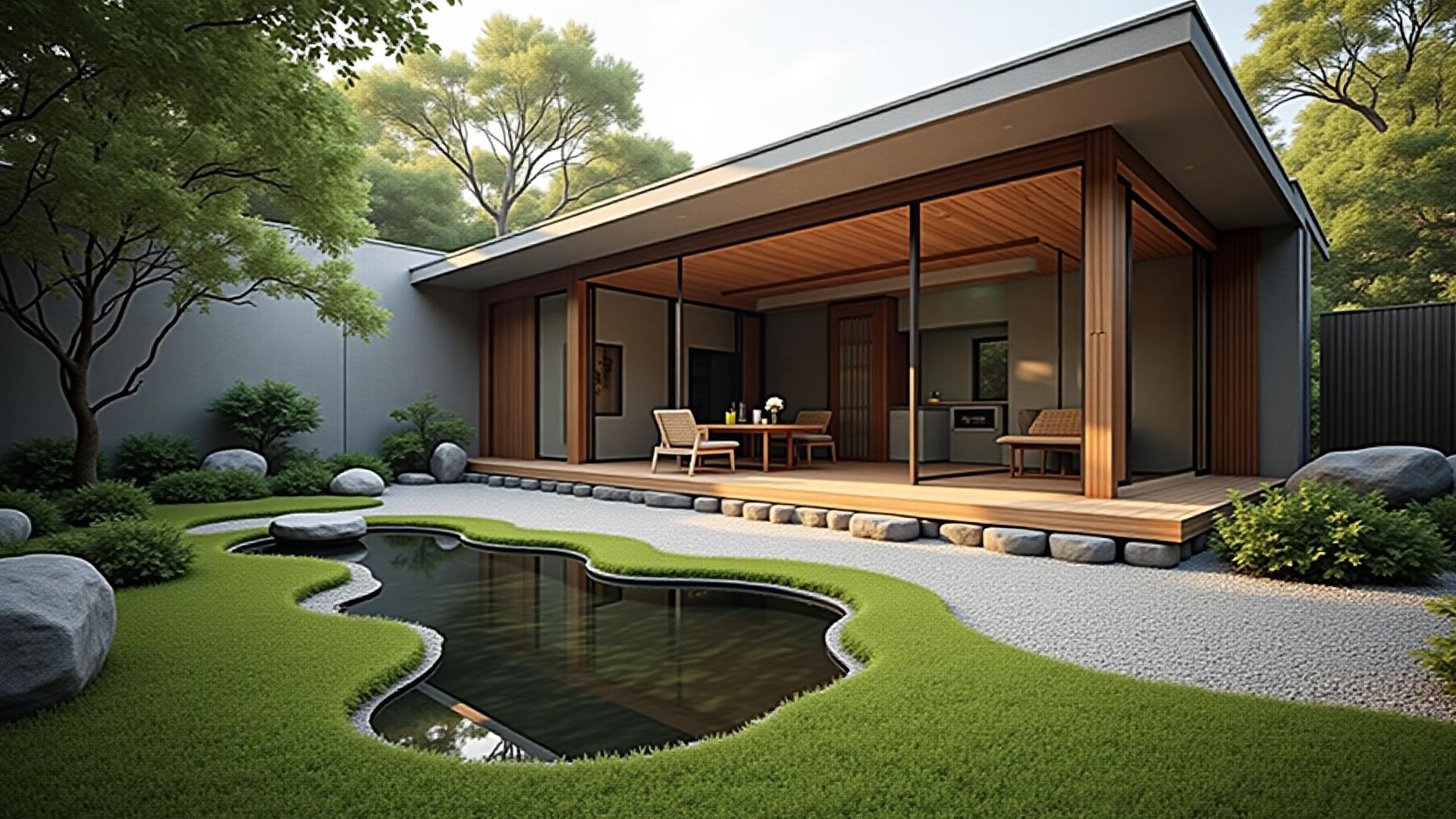 モダン建築に調和する洗練された庭園