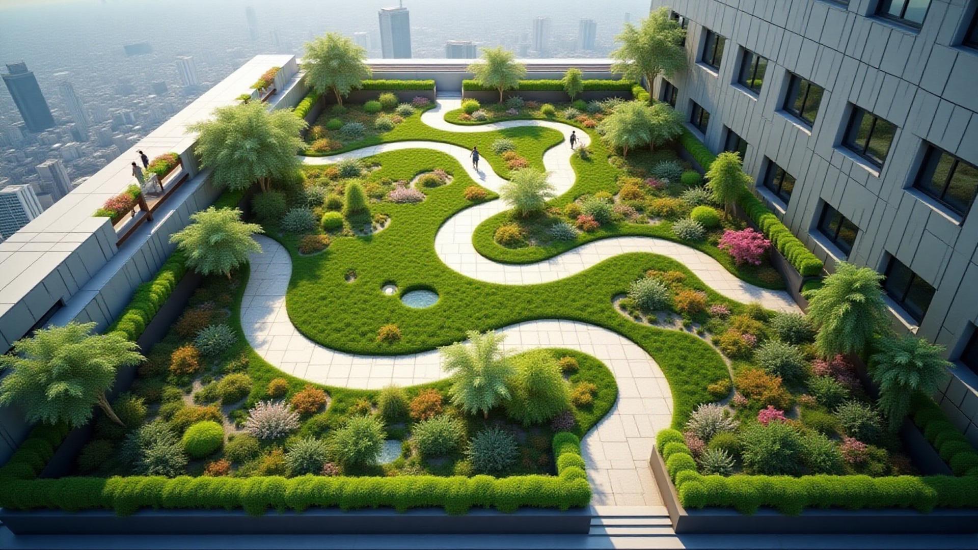 屋上庭園の鳥瞰図