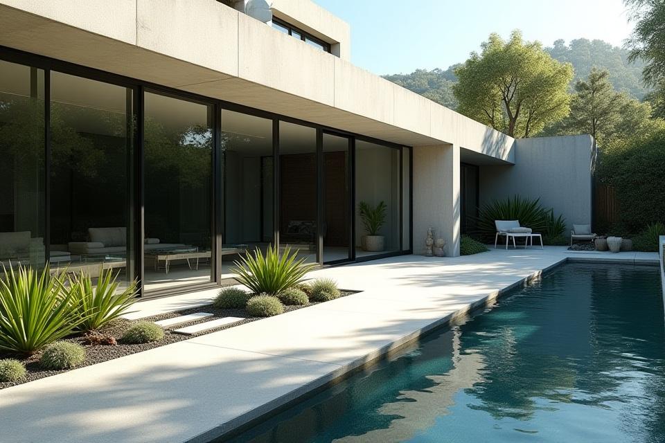 建築と一体化したミニマルな庭園