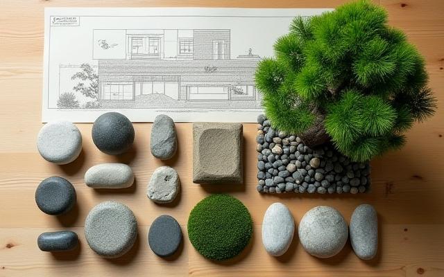 厳選された庭園素材と設計図
