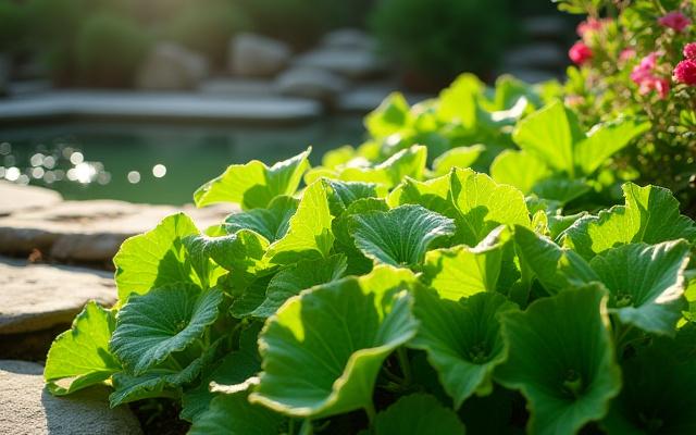 美しい新緑が彩る庭園