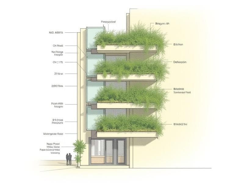壁面緑化のパネル式システムと植物の配置