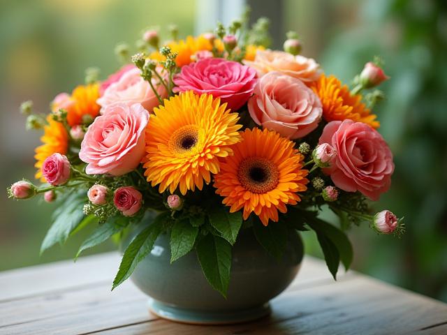 美しくデザインされた季節の寄せ植え